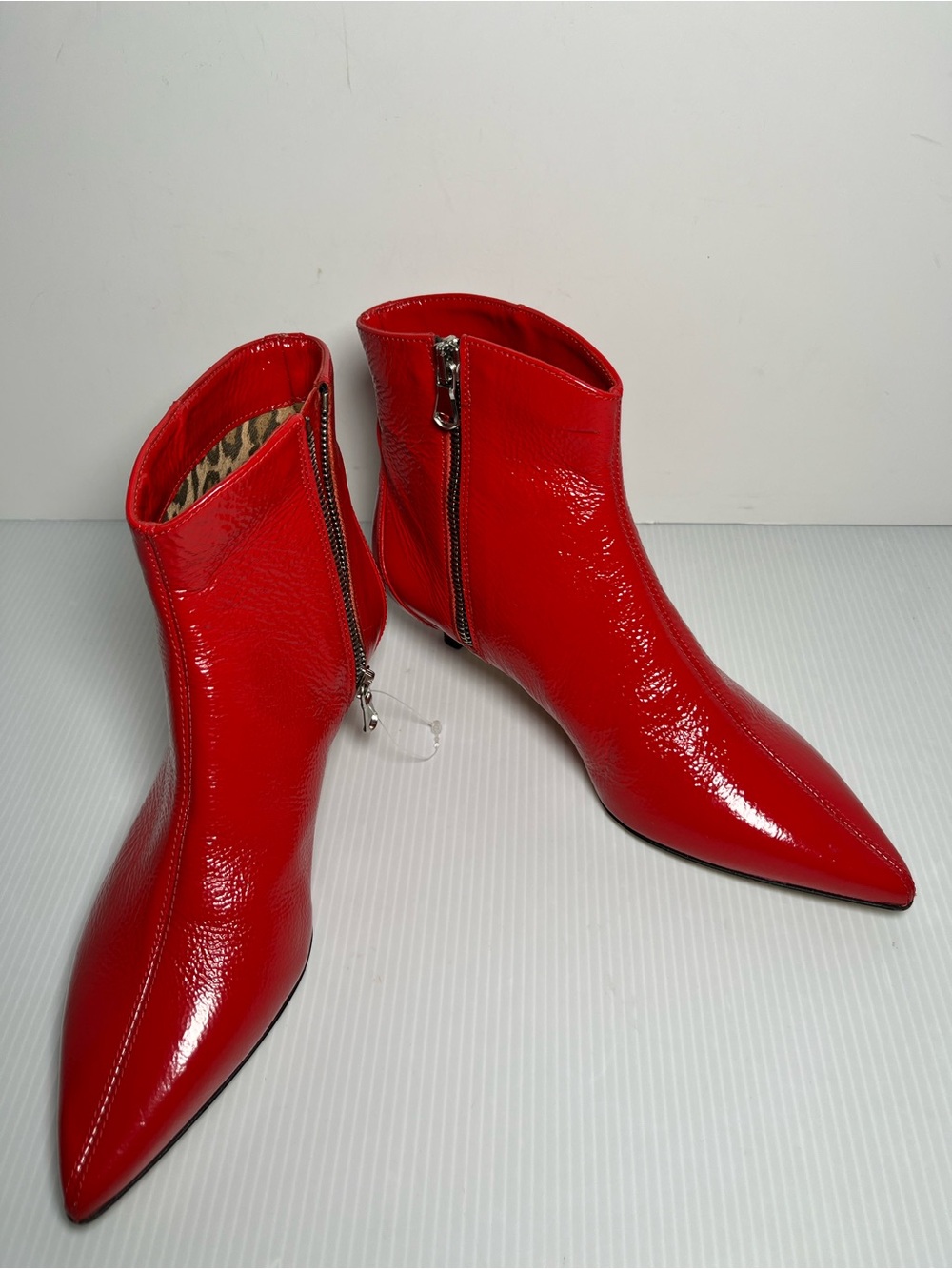 Prosperine RED Patent Genuine Leather Kitten Heel Ankle Boots Made in Italy